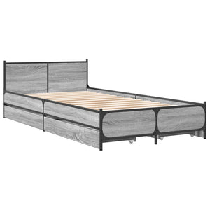 Bed Frame with Drawers without Mattress Grey Sonoma 75x190 cm Small Single