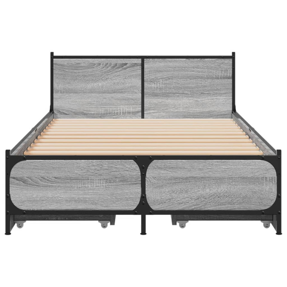 Bed Frame with Drawers without Mattress Grey Sonoma 75x190 cm Small Single