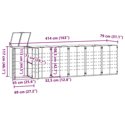 Wheelie Bin Storage for 6 Bins Anthracite 414x79x117 cm Steel