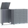 Wheelie Bin Storage for 3 Bins Grey 207x79x117 cm Steel