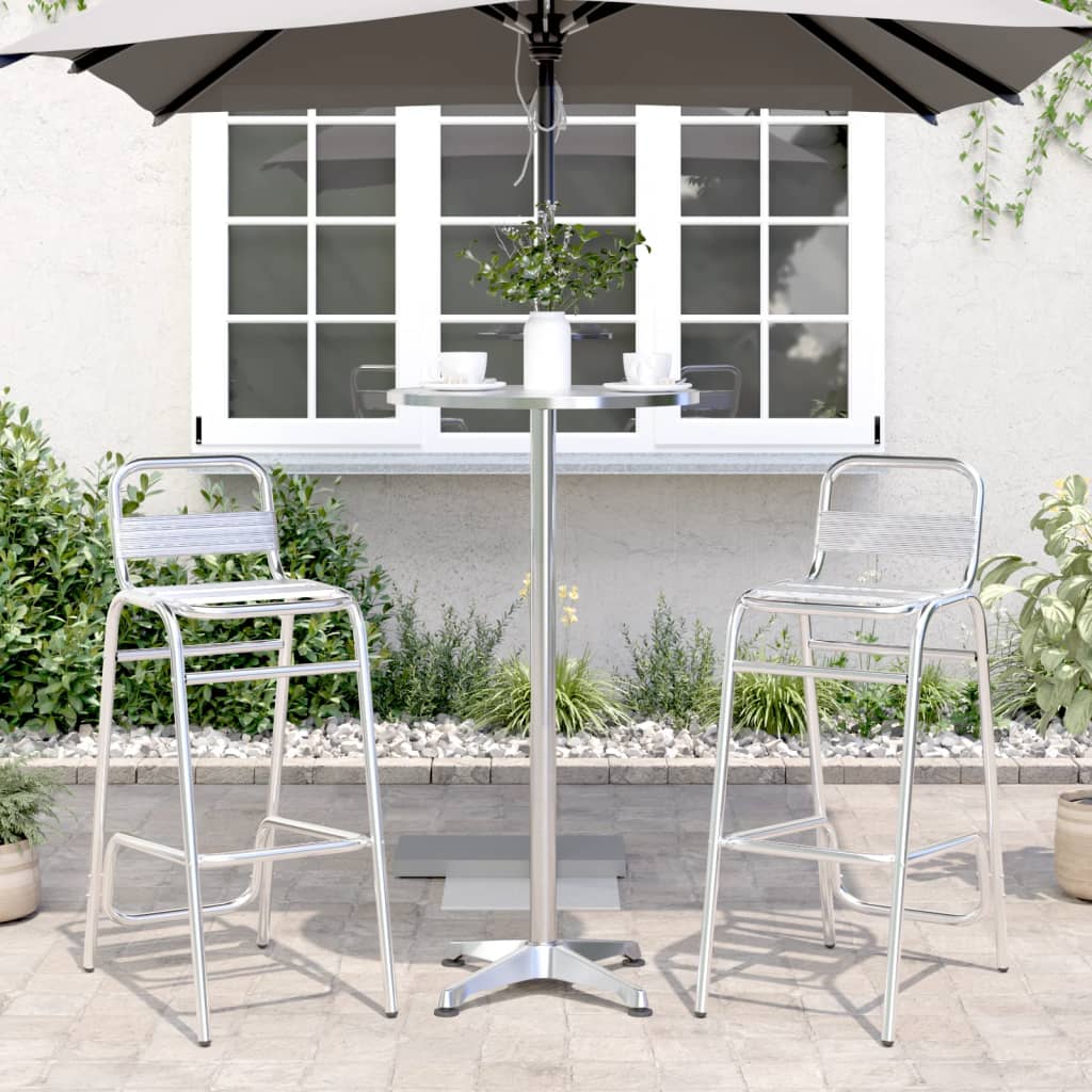 Outdoor Bar Table Height Adjustable Ø59.5x70/109.5 cm Aluminium