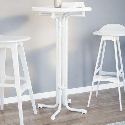 Bar Table White Ø60x110 cm Engineered Wood and Steel