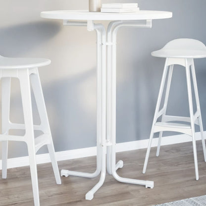 Bar Table White Ø80x110 cm Engineered Wood and Steel
