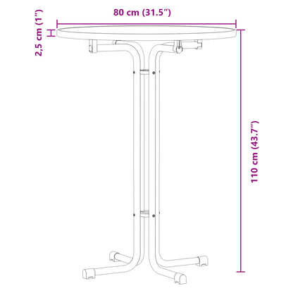 Bar Table Black Ø80x110 cm Engineered Wood and Steel