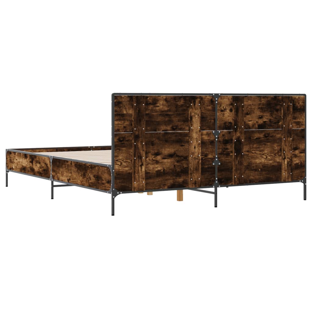 Bed Frame without Mattress Smoked Oak 120x200 cm