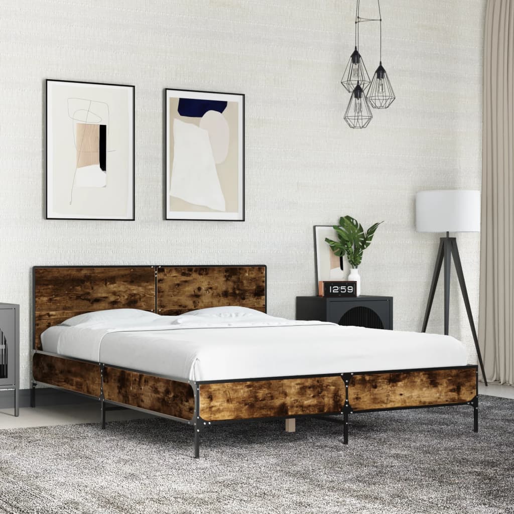 Bed Frame without Mattress Smoked Oak 120x200 cm