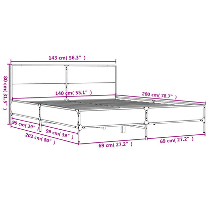Bed Frame without Mattress Black 140x200 cm