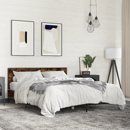 Bed Frame without Mattress Smoked Oak 160x200 cm