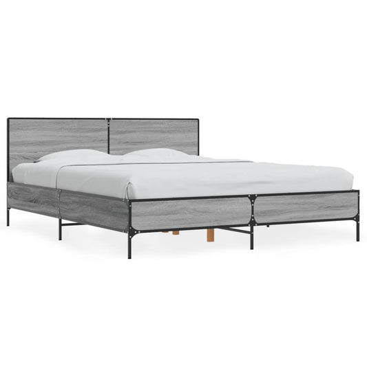 Bed Frame without Mattress Grey Sonoma 160x200 cm