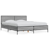 Bed Frame Grey Sonoma 160x200 cm Engineered Wood and Metal