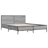 Bed Frame Grey Sonoma 160x200 cm Engineered Wood and Metal