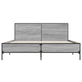 Bed Frame Grey Sonoma 160x200 cm Engineered Wood and Metal