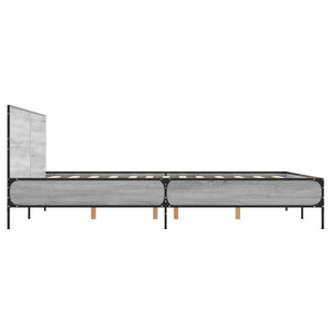 Bed Frame Grey Sonoma 160x200 cm Engineered Wood and Metal