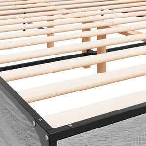 Bed Frame Grey Sonoma 160x200 cm Engineered Wood and Metal