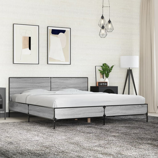 Bed Frame without Mattress Grey Sonoma 200x200 cm