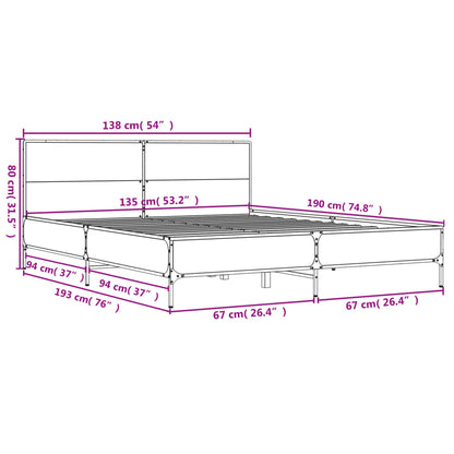 Bed Frame without Mattress Black 135x190 cm Double
