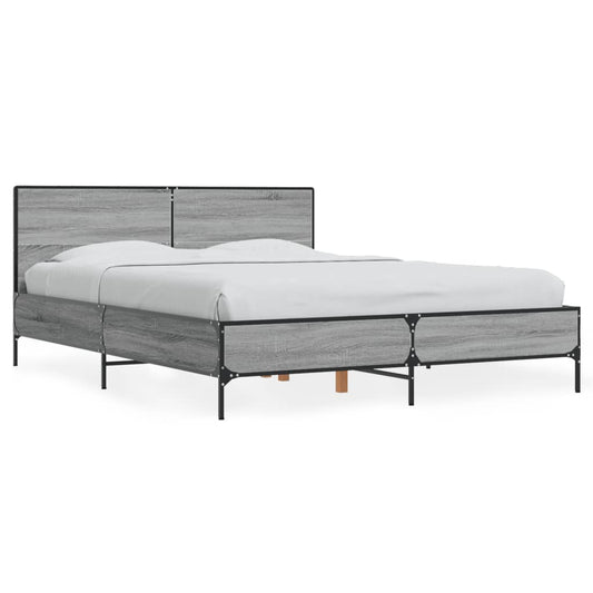 Bed Frame without Mattress Grey Sonoma 135x190 cm Double