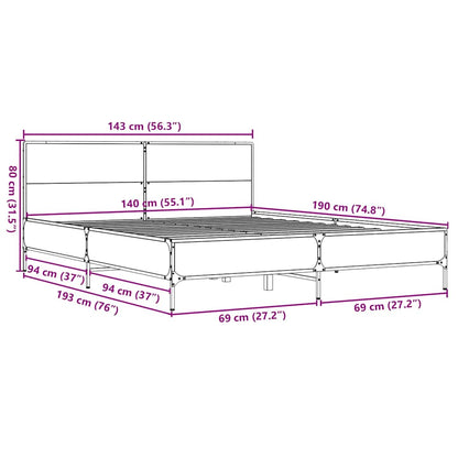 Bed Frame without Mattress Sonoma Oak 140x190 cm