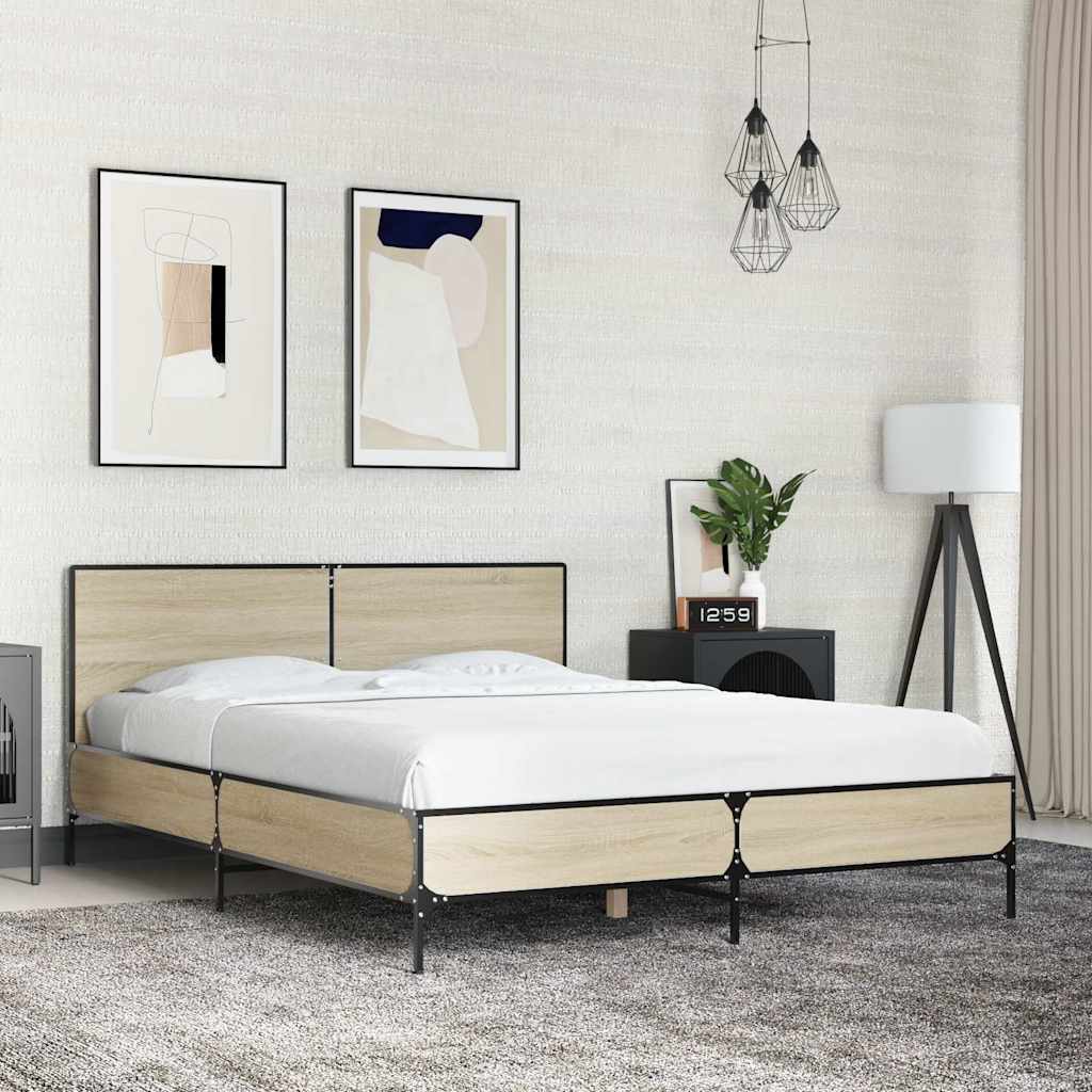 Bed Frame without Mattress Sonoma Oak 140x190 cm