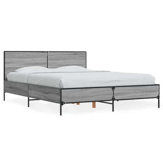 Bed Frame without Mattress Grey Sonoma 140x190 cm
