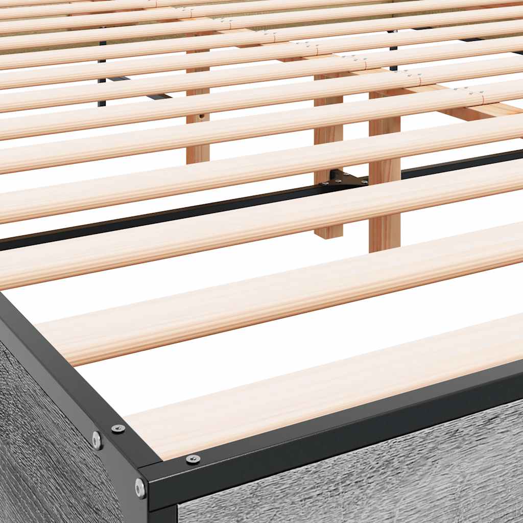 Bed Frame without Mattress Grey Sonoma 140x190 cm