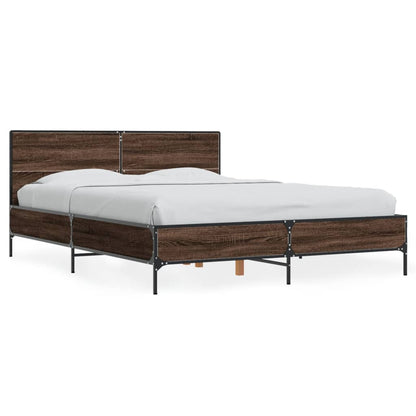 Bed Frame without Mattress Brown Oak 140x190 cm