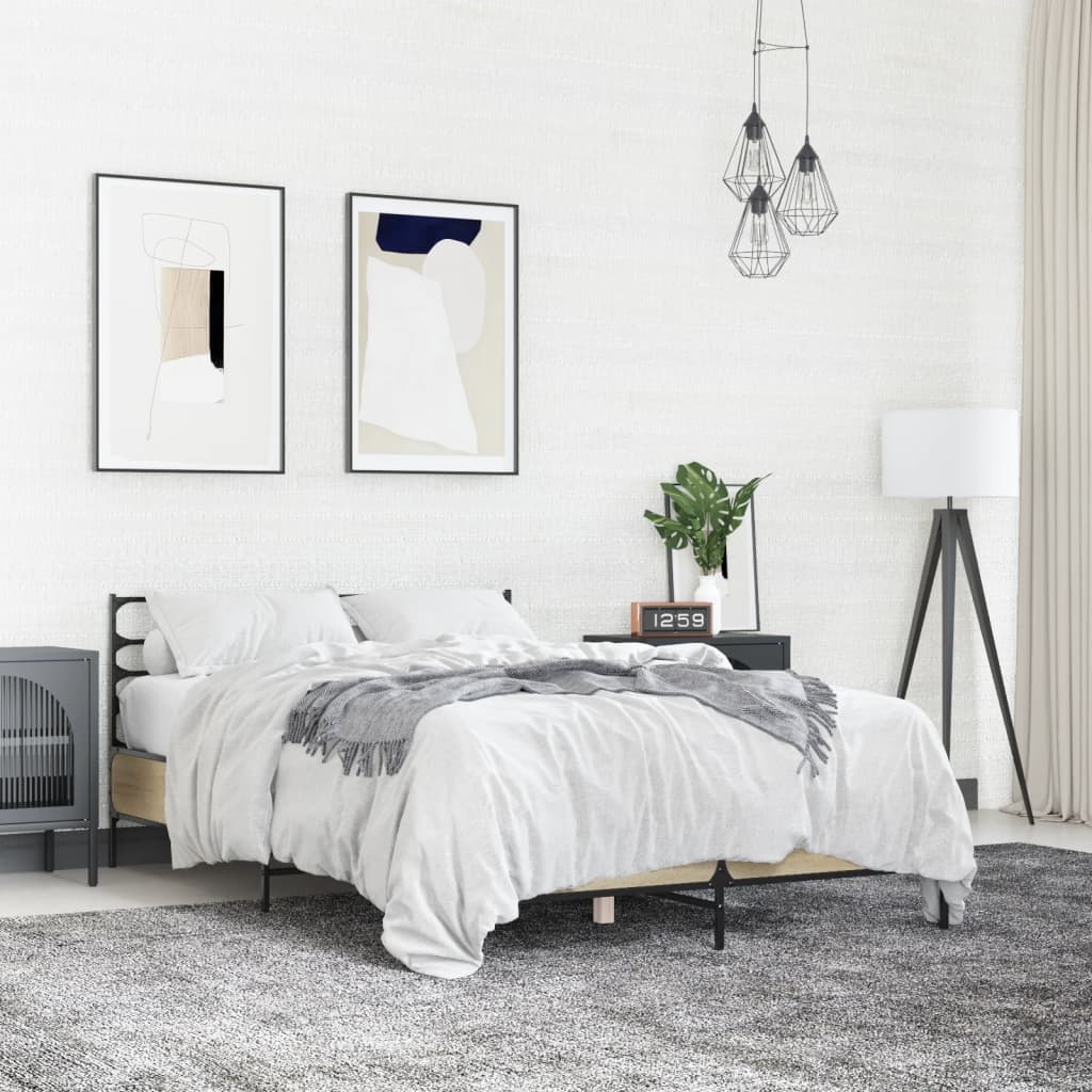 Bed Frame | Sonoma Oak | Engineered wood, metal, plywood | Double