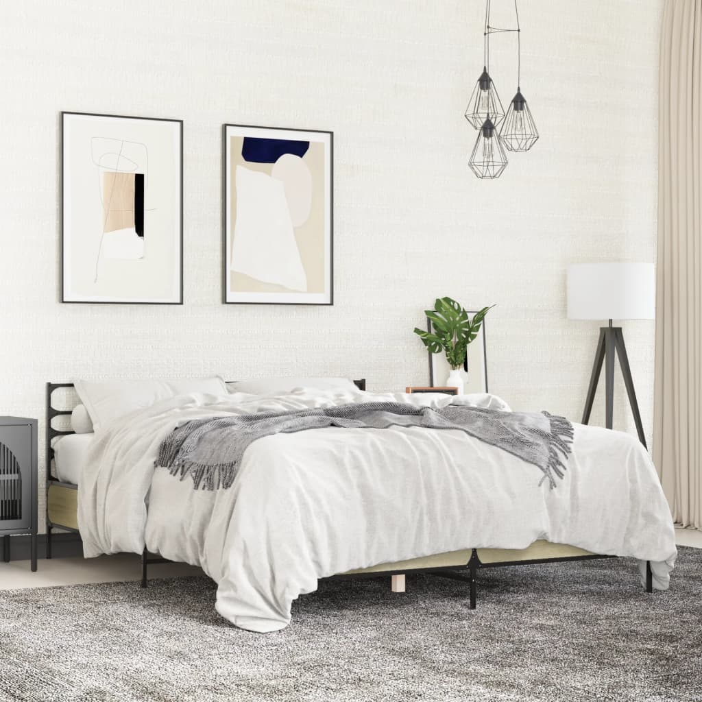 Bed Frame without Mattress Sonoma Oak 150x200 cm King Size