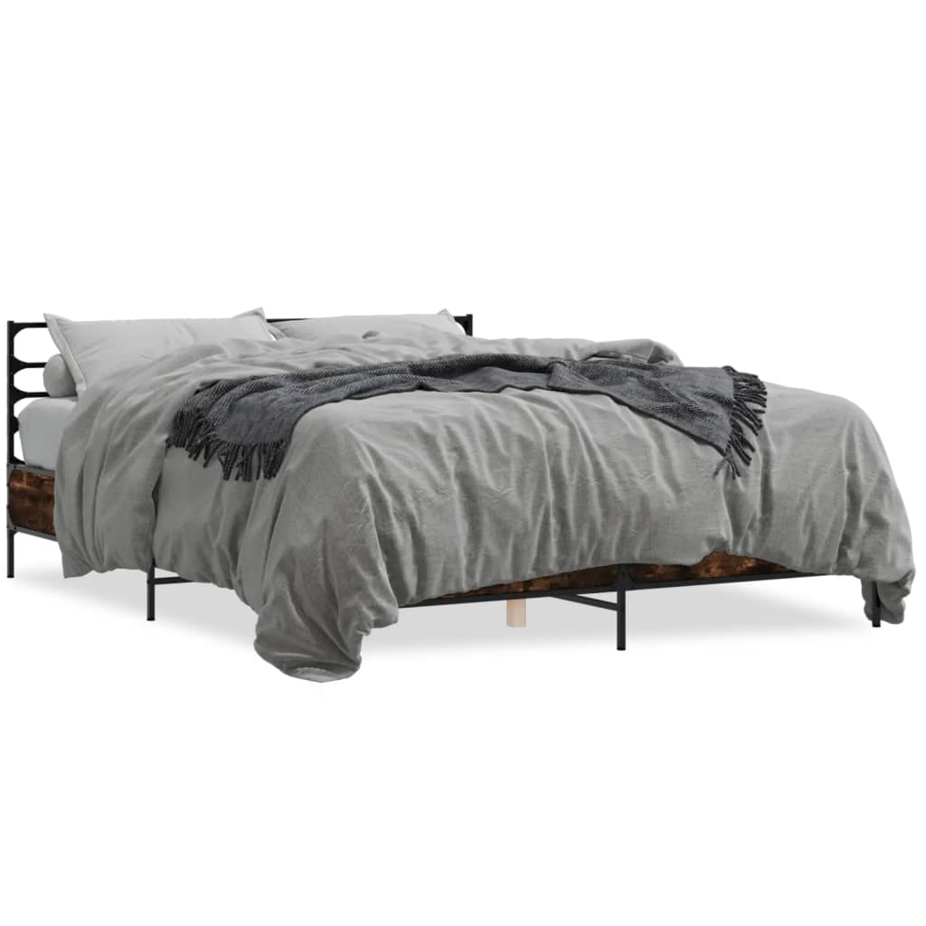 Bed Frame | Smoked Oak | Engineered Wood, Metal | King | Bed Frame
