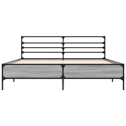 Bed Frame without Mattress Grey Sonoma 150x200 cm King Size