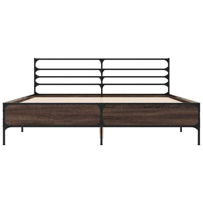 Bed Frame | Brown Oak | Engineered wood, Metal | King | Bed Frame