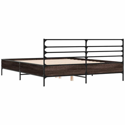 Bed Frame | Brown Oak | Engineered wood, Metal | King | Bed Frame
