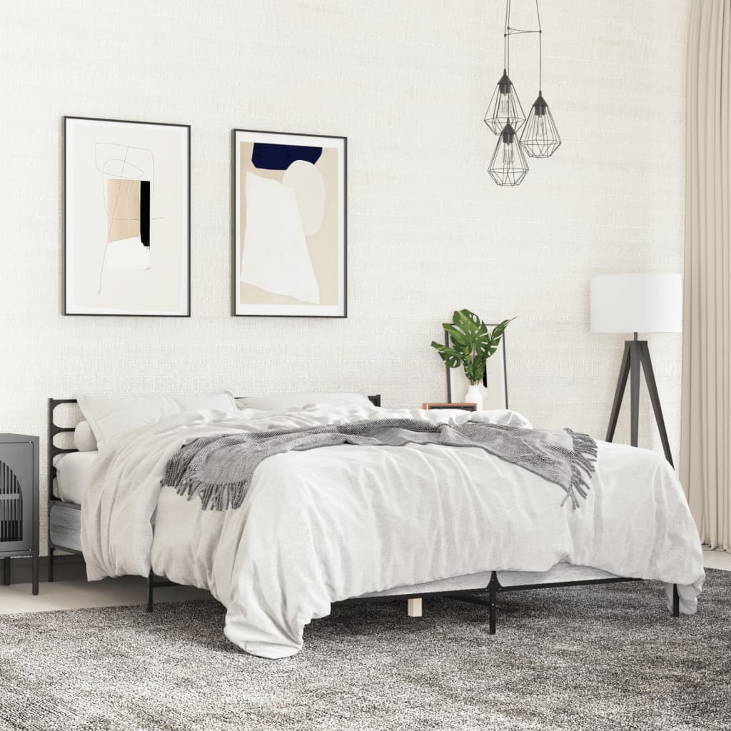Bed Frame without Mattress Grey Sonoma 160x200 cm