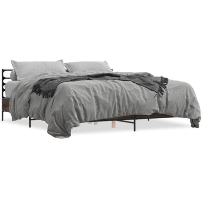 Bed Frame | Brown Oak | Engineered Wood, Metal, Plywood | Super King