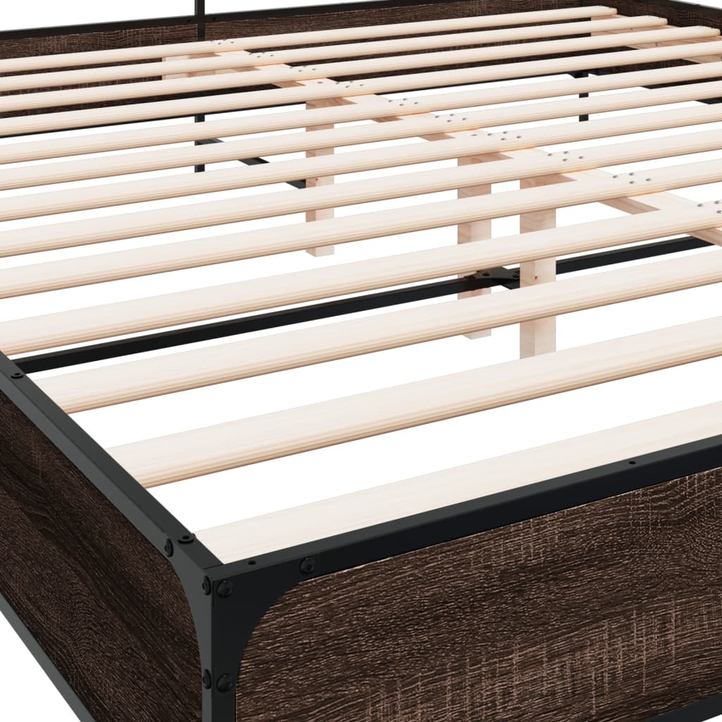 Bed Frame | Brown Oak | Engineered Wood, Metal, Plywood | Super King