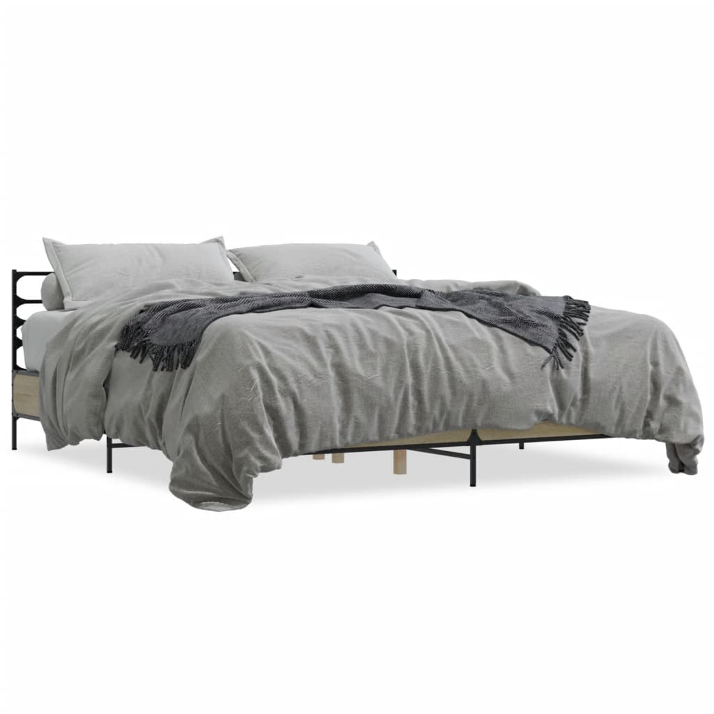 Bed Frame | Sonoma Oak | Engineered Wood, Metal | Double | Modern
