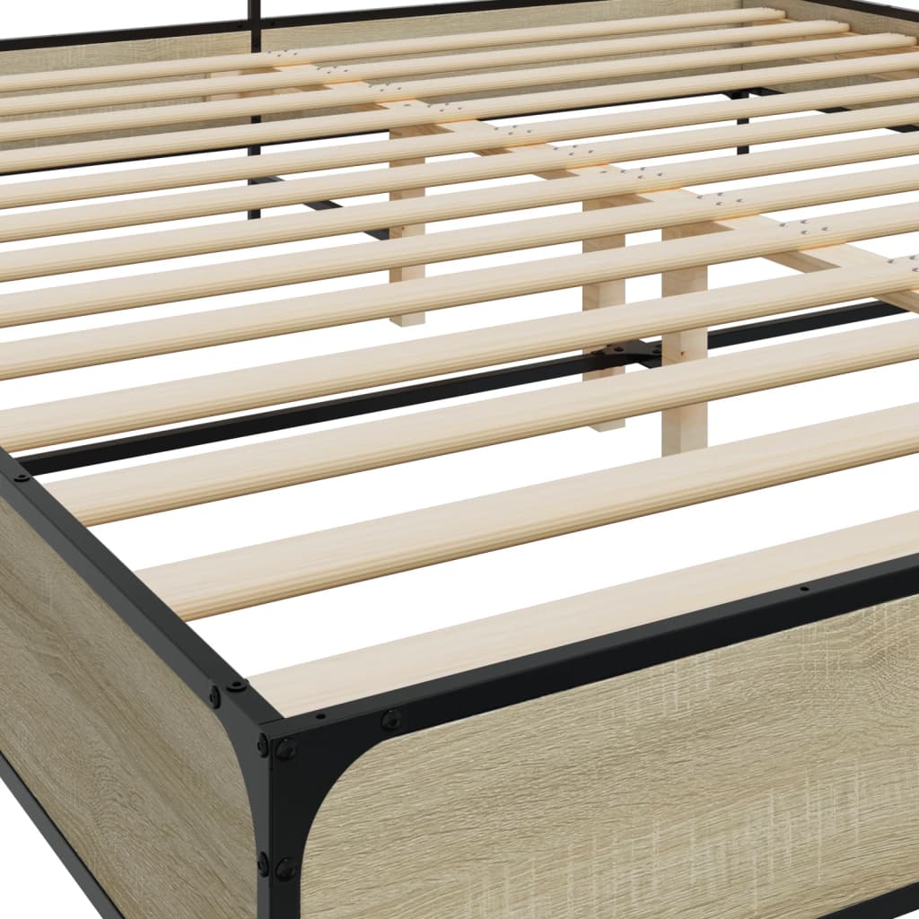 Bed Frame | Sonoma Oak | Engineered Wood, Metal | Double | Modern