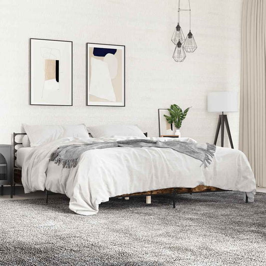 Bed Frame without Mattress Smoked Oak 200x200 cm