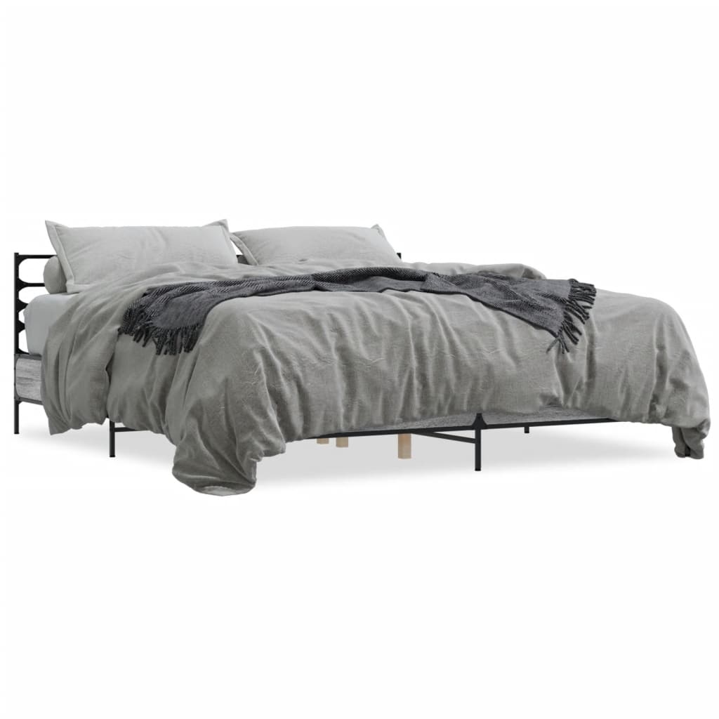 Bed Frame | Grey Sonoma | Engineered Wood and Metal | Double | Bed Frame
