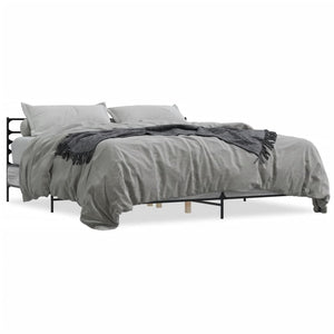 Bed Frame Grey Sonoma 200x200 cm Engineered Wood and Metal