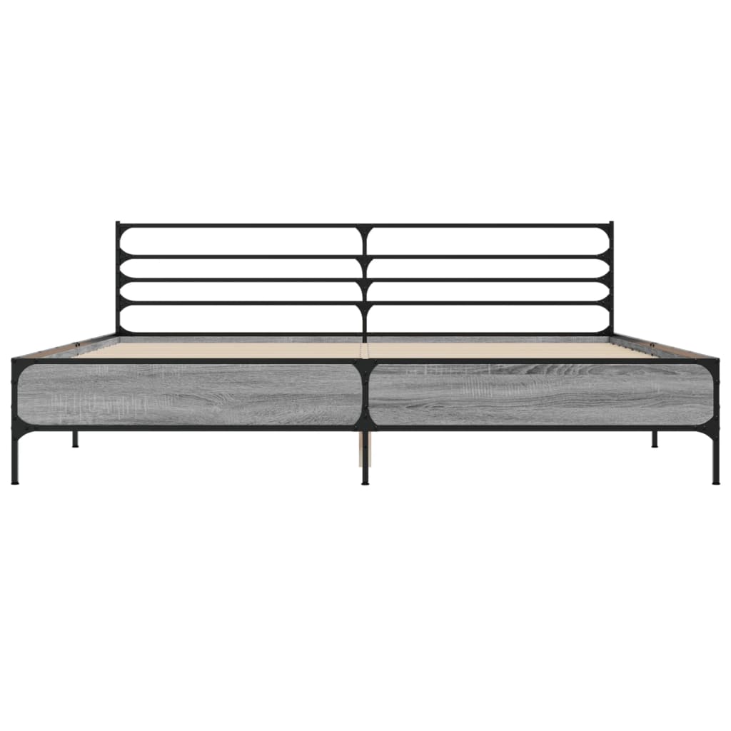 Bed Frame | Grey Sonoma | Engineered Wood and Metal | Double | Bed Frame