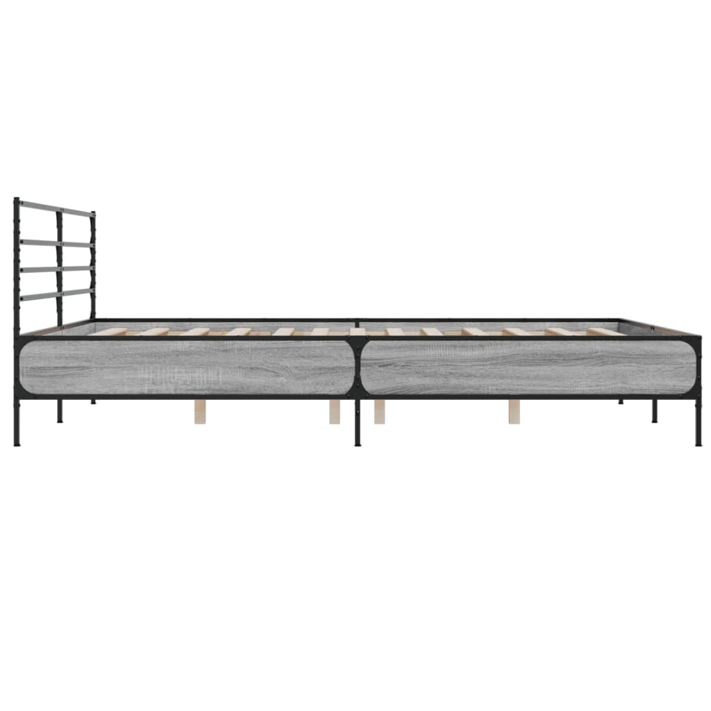 Bed Frame | Grey Sonoma | Engineered Wood and Metal | Double | Bed Frame