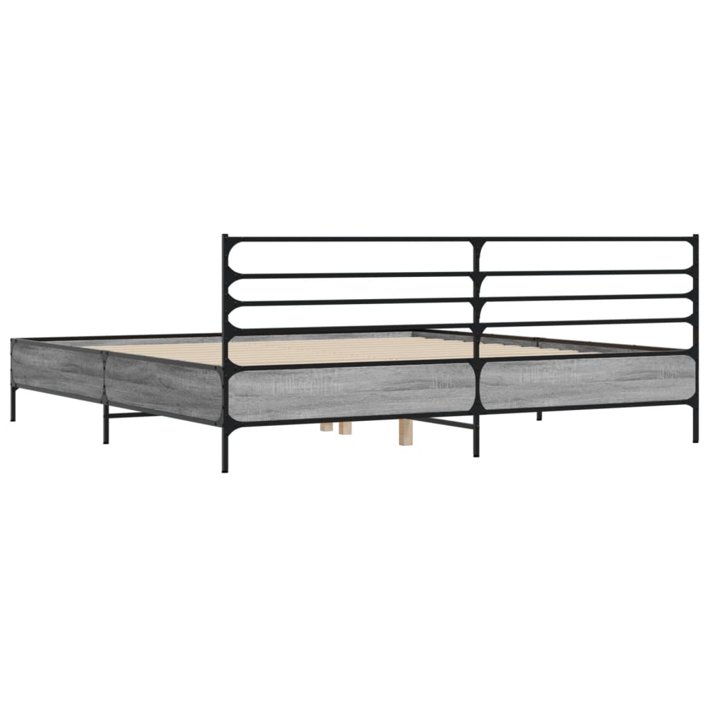Bed Frame | Grey Sonoma | Engineered Wood and Metal | Double | Bed Frame