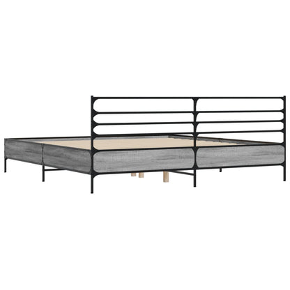 Bed Frame | Grey Sonoma | Engineered Wood and Metal | Double | Bed Frame