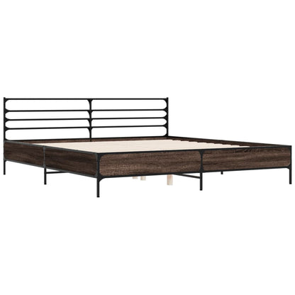 Bed Frame | Brown oak | Engineered wood, Metal, Plywood | Double | Modern