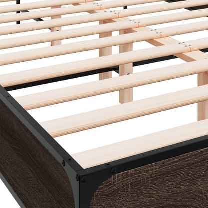 Bed Frame | Brown Oak | Engineered Wood, Metal, Plywood | Small Double