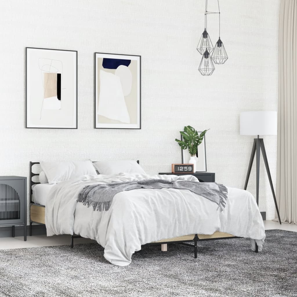 Bed Frame without Mattress Sonoma Oak 135x190 cm Double