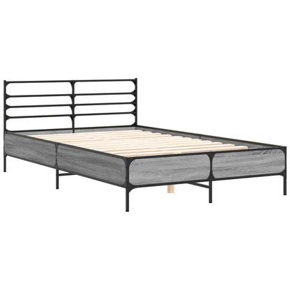 Bed Frame without Mattress Grey Sonoma 135x190 cm Double