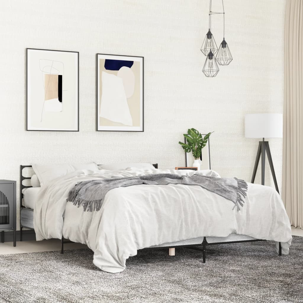 Bed Frame without Mattress Grey Sonoma 135x190 cm Double
