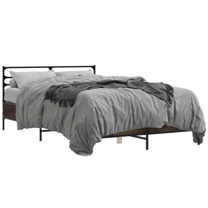 Bed Frame | Brown Oak | Engineered Wood | 135x190 cm Double |  Durable